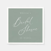 Serviette En Papier Sage Green script moderne minimum douche nuptiale (Devant)