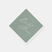 Serviette En Papier Sage Green script moderne minimum douche nuptiale (Coin)