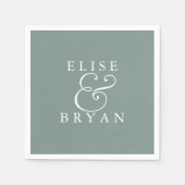 Serviette En Papier Sage Green Simple Moderne Élégant Mariage Napkin (Devant)