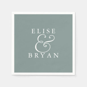 Serviette En Papier Sage Green Simple Moderne Élégant Mariage Napkin
