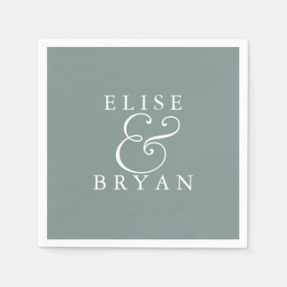 Serviette En Papier Sage Green Simple Moderne Élégant Mariage Napkin