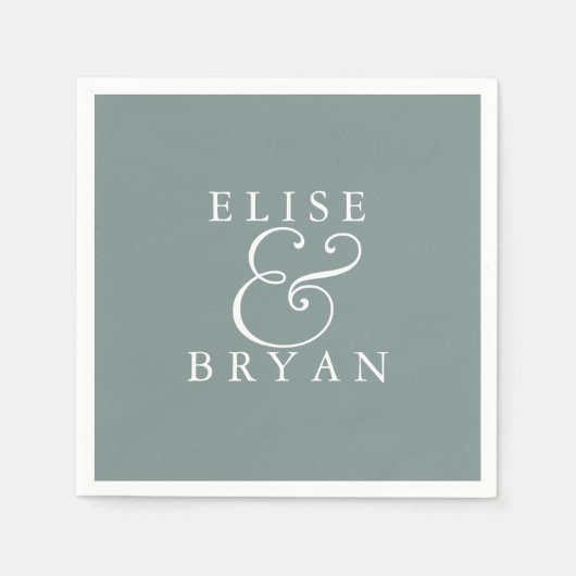 Serviette En Papier Sage Green Simple Moderne Élégant Mariage Napkin (Devant)