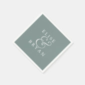 Serviette En Papier Sage Green Simple Moderne Élégant Mariage Napkin (Coin)