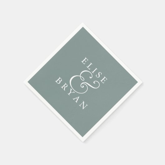 Serviette En Papier Sage Green Simple Moderne Élégant Mariage Napkin (Coin)