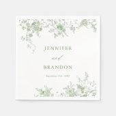 Serviette En Papier Sage Green Toile Classic Mariage Napkins (Devant)