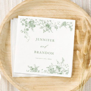 Serviette En Papier Sage Green Toile Classic Mariage Napkins