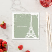 Serviette En Papier Sage Green Tour Eiffel Papier de Naples Set (En situation)