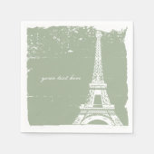 Serviette En Papier Sage Green Tour Eiffel Papier de Naples Set (Devant)