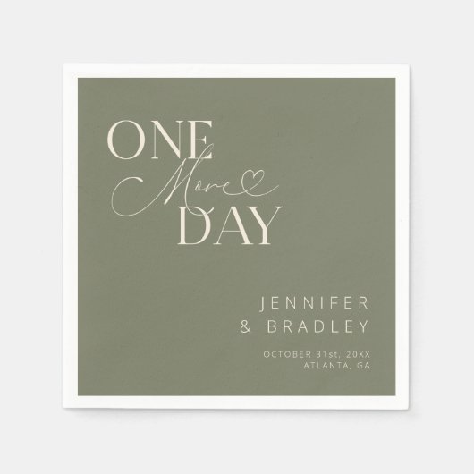 Serviette En Papier Sage Green Un Dîner De Répétition D'Une Journée De (Devant)