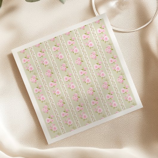 Serviette En Papier Sage Green Vintage Floral