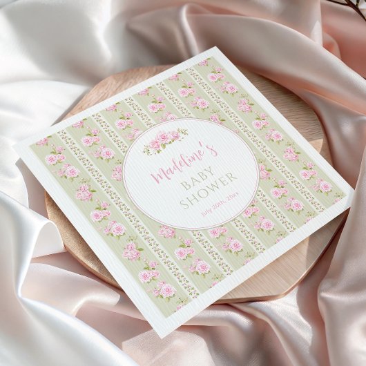 Serviette En Papier Sage Green Vintage Floral