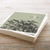 Serviette En Papier Sage Green Vintage Floral Monogram Wedding