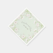 Serviette En Papier Sage Green White Rose Wedding (Coin)