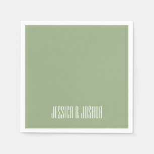 Serviette En Papier Sage Green White Ultra Modern Mariage