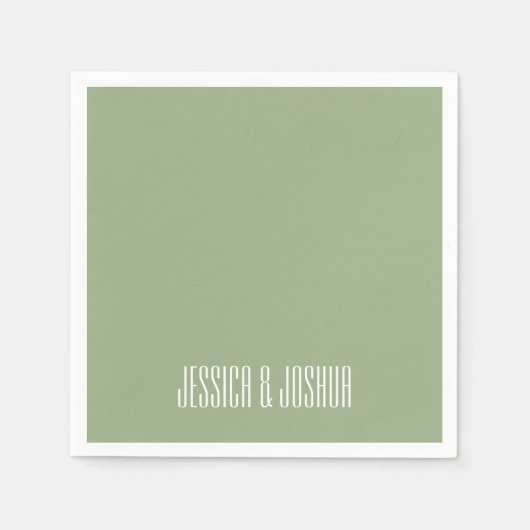 Serviette En Papier Sage Green White Ultra Modern Mariage (Devant)