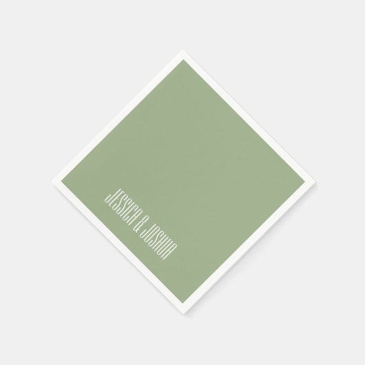 Serviette En Papier Sage Green White Ultra Modern Mariage (Coin)