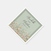 Serviette En Papier Sage Green Wildflower Floral Wedding (Coin)