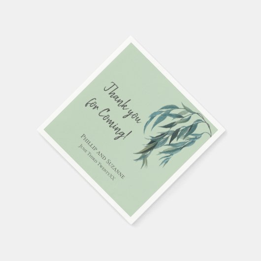 Serviette En Papier Sage Green Willow Branch Mariage botanique Thème (Coin)