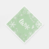 Serviette En Papier Sage Green Winter Deuxième Flocon de neige (Coin)