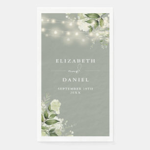 Serviette En Papier Sage Greenery Chaîne Mariage
