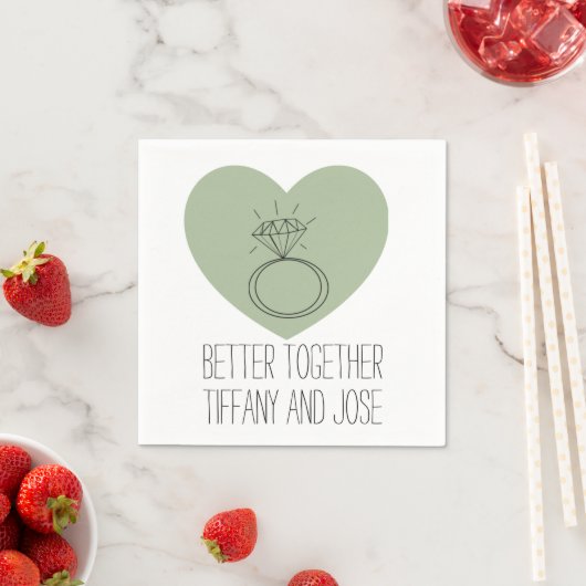Serviette En Papier Sage Heart "Better Together" Fiançailles Napkin (En situation)