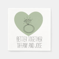 Sage Heart "Better Together" Fiançailles Napkin