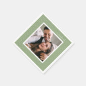 Serviette En Papier Sage Modern Script et Chiffres Chic Photo Mariage (Coin)