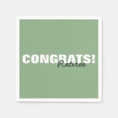 Serviette En Papier Sage moderne Typographie verte Congrats Retraite (Devant)