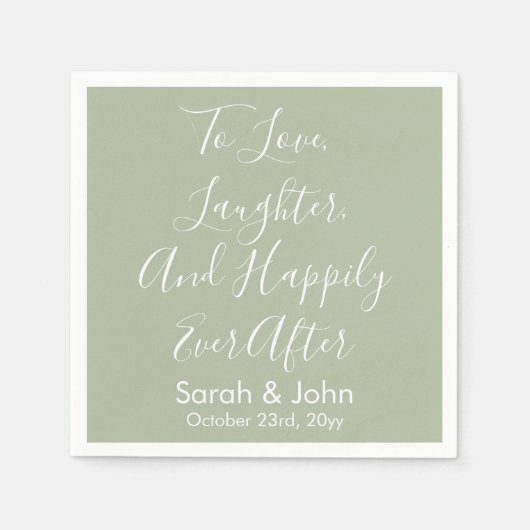Serviette En Papier Sage Personnalisé Script Mariage Réception (Devant)