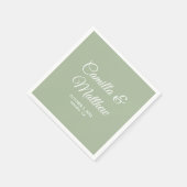 Serviette En Papier Sage Romantique Script Mariage personnalisé servie (Coin)