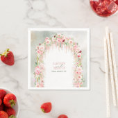 Serviette En Papier Sage Rustique Vert & Arche Florale Rose (En situation)