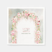 Serviette En Papier Sage Rustique Vert & Arche Florale Rose (Devant)