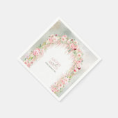 Serviette En Papier Sage Rustique Vert & Arche Florale Rose (Coin)