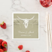 Serviette En Papier Sage rustique Vert Blanc Vache Occidentale Crâne (En situation)