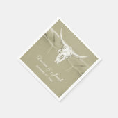 Serviette En Papier Sage rustique Vert Blanc Vache Occidentale Crâne (Coin)
