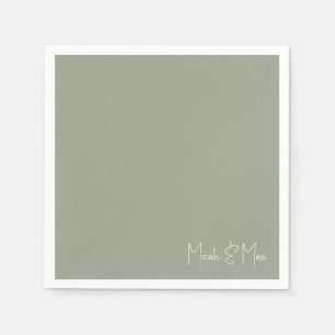 Serviette En Papier Sage Simple Script Names Mariage Cocktail