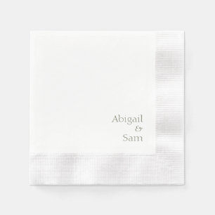 Serviette En Papier Sage Texte Personnalisé Blanc Coin Mariage