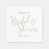 Serviette En Papier Sage Vert Calligraphie Mariage (Devant)