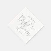 Serviette En Papier Sage Vert Calligraphie Mariage (Coin)