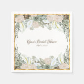 Serviette En Papier Sage Vert et crème Vanille Aquarelle Fleurs N (Devant)