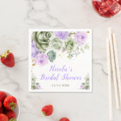 Serviette En Papier Sage Vert et Floral Violet Fête de Mariage (En situation)
