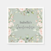 Serviette En Papier Sage Vert Floral Aquarelle Quinceañera Papier (Devant)