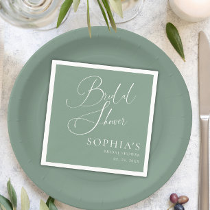 Serviette En Papier Sage Vert Minimaliste Papeterie Mariage
