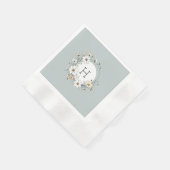 Serviette En Papier Sage Vert Monogramme Fleurs Boho Personnalisées (Coin)