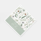 Serviette En Papier Sage vert Noël botanique minimal (Coin)
