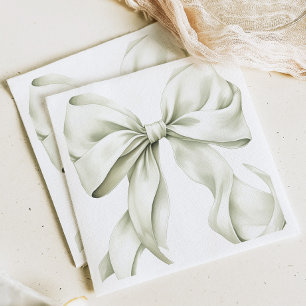 Serviette En Papier Sage Vert Ruban Baby Shower