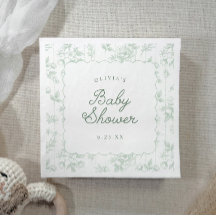Sage Vintage Floral Toile Baby Shower à bord festo