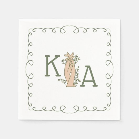 Serviette En Papier Sage Whimsical Vert Première main tendance dessiné (Devant)
