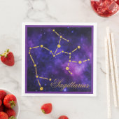 Serviette En Papier Sagittaire d'or Constellation sur Galaxie noire | (En situation)
