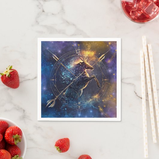 Serviette En Papier Sagittarius signe Zodiaque Aquarelle Design (En situation)